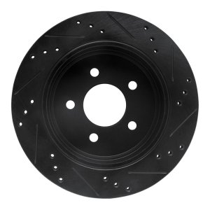 Ford Ranger Brake Rotor (1) - Rear Left - R1 Concepts - Drilled & Slotted - Black - `10-`11